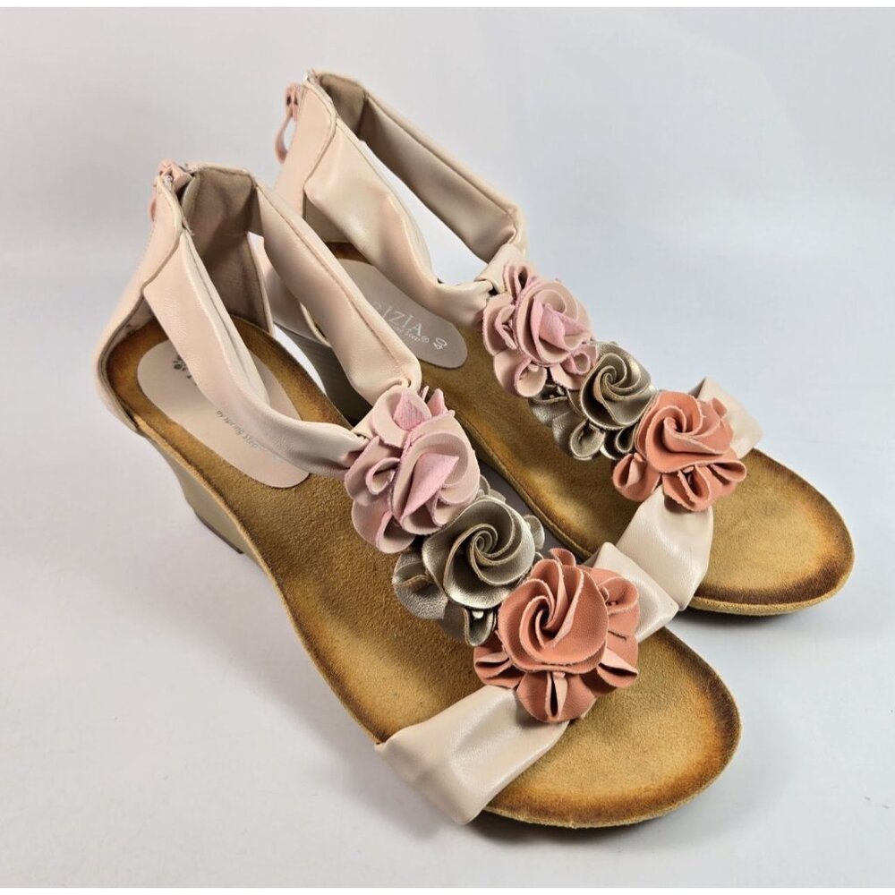Patrizia Spring Step Harlequin Peach Wedge Sandals EUR 40 US 9 Floral Boho